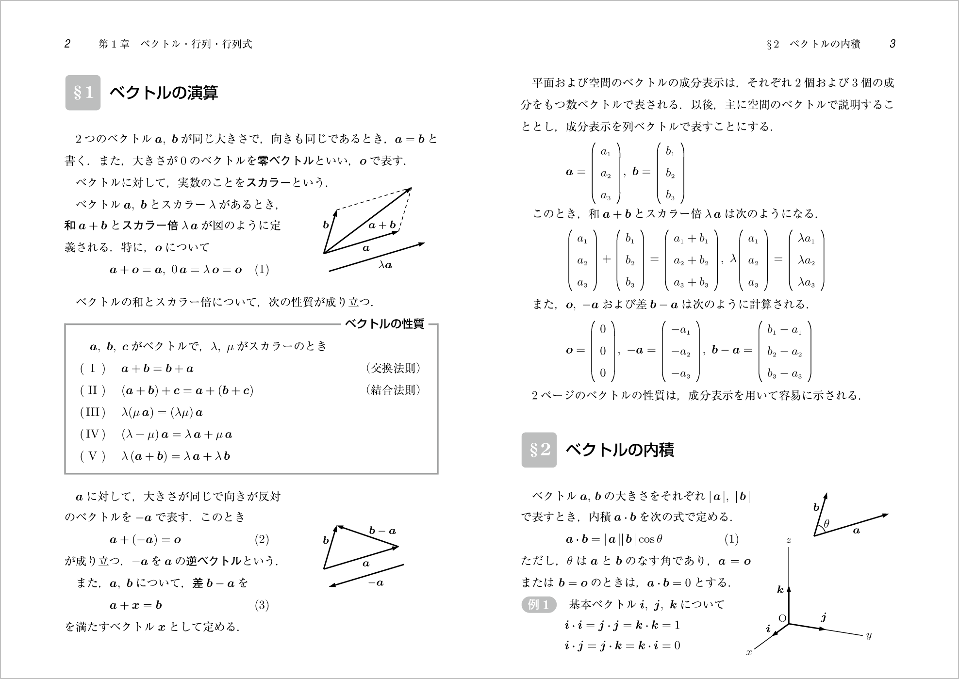 はじめて学ぶベクトル空間 p.2-p.3