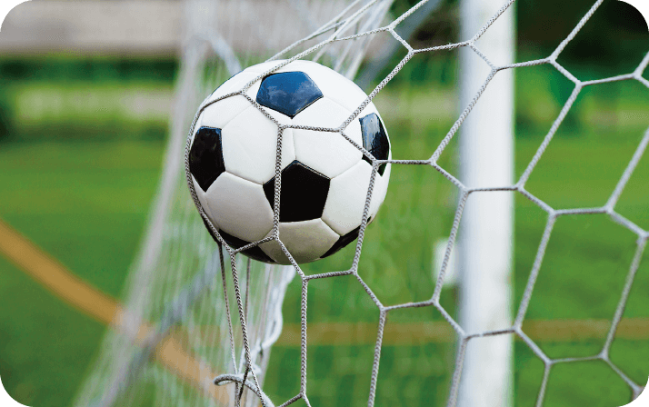 ゴールネットをゆらすサッカーボール