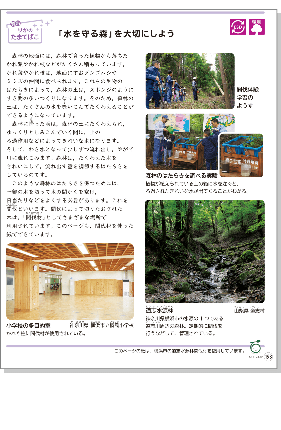 内容解説：「水を守る森」を大切にしよう