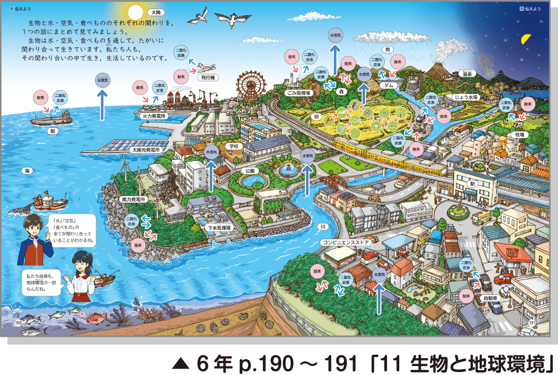 内容解説：6年p.190～191「11 生物と地球環境」