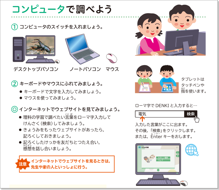 内容解説：コンピュータで調べるときの注意