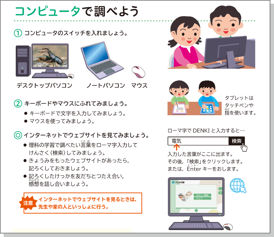 内容解説:コンピュータで調べるときの注意