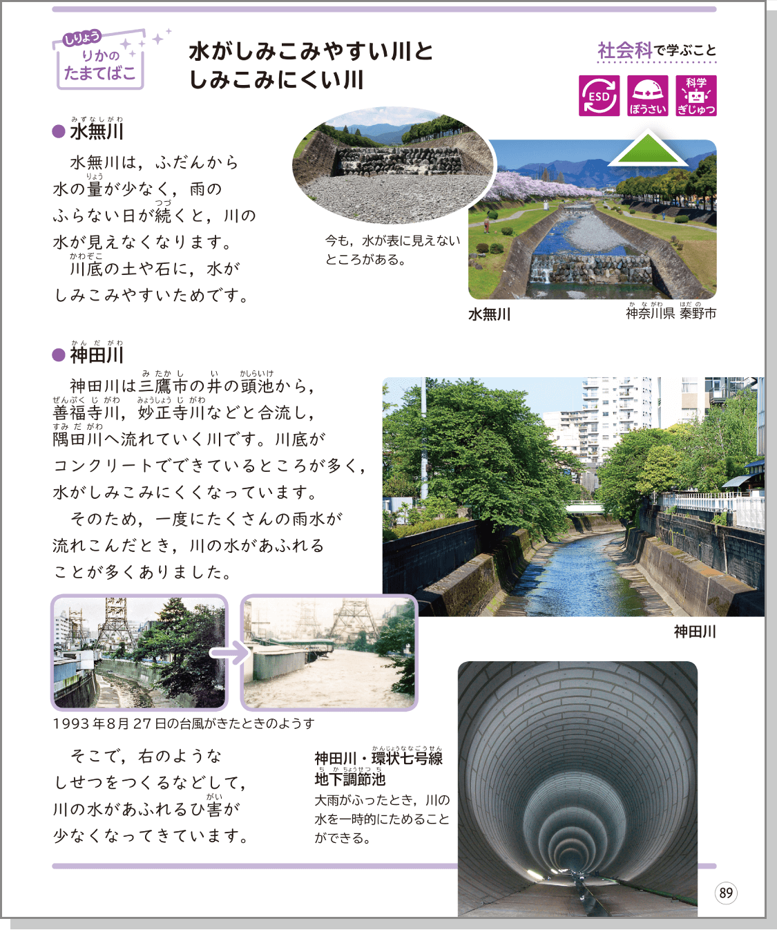 内容解説：水がしみこみやすい川としみこみにくい川