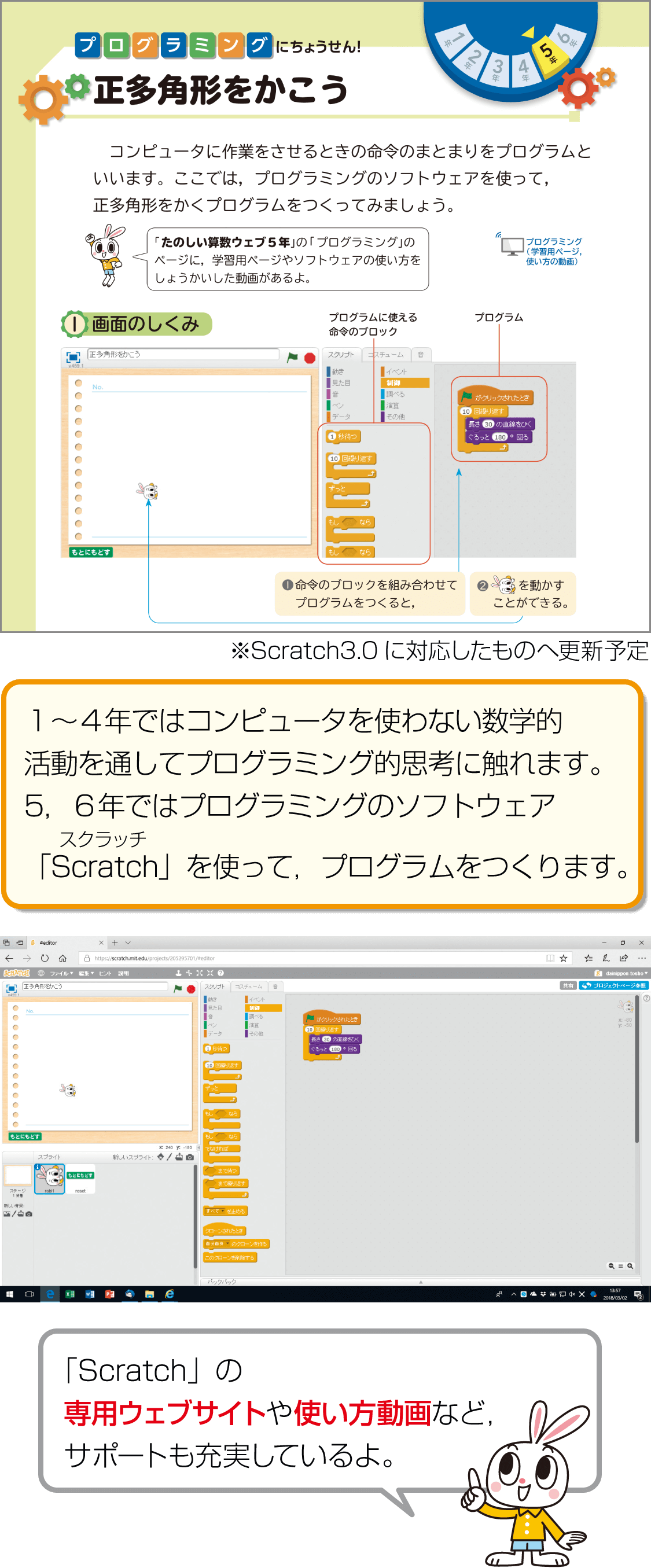 内容解説:プログラミングにちょうせん!