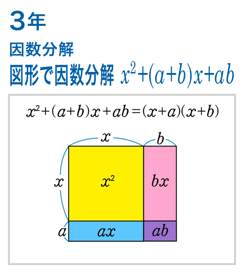 3年：因数分解/図形で因数分解 x^2+(a+b)x+ab