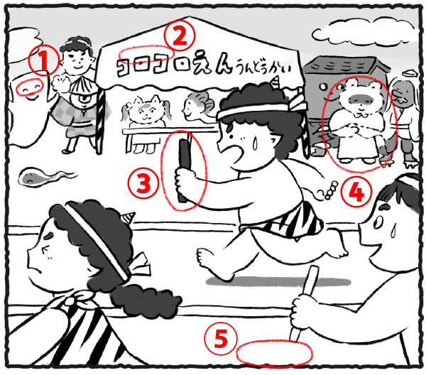 「ようかいのもりしんぶん 秋号」まちがいさがしの答え