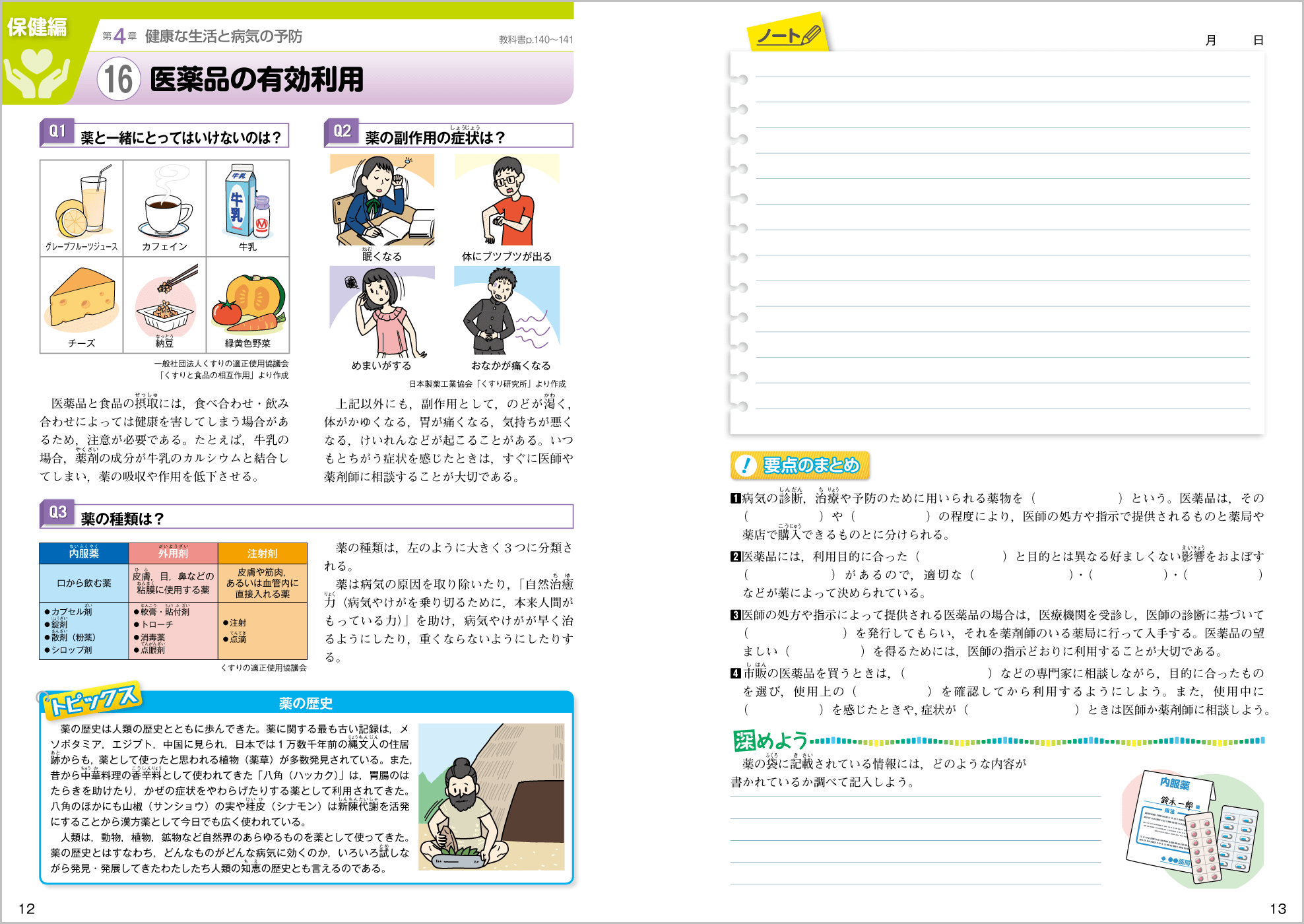 新版 中学校保健体育ノート３ p.12-p.13