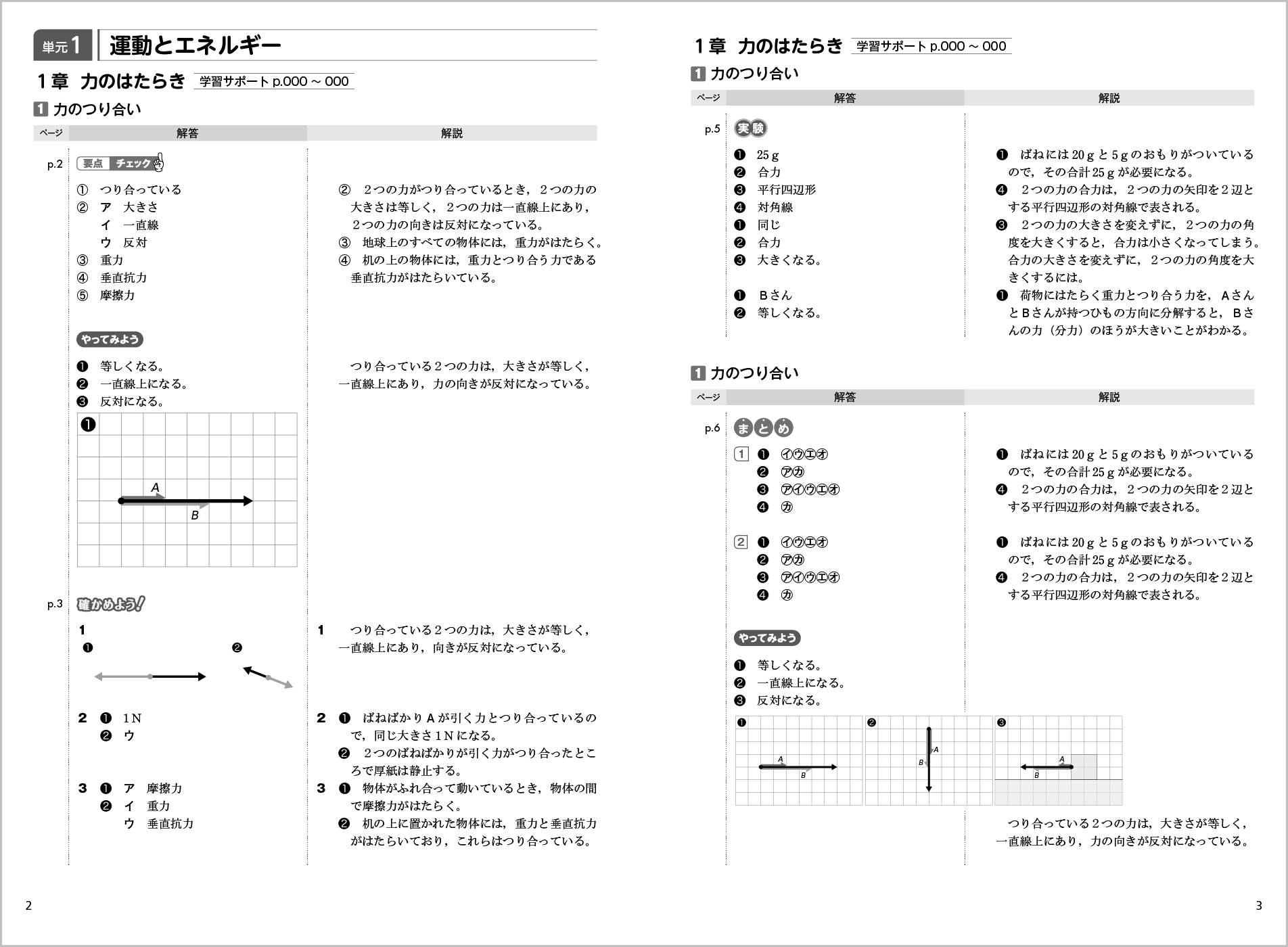 理科の世界 学習サポート１別冊 p.2-p.3