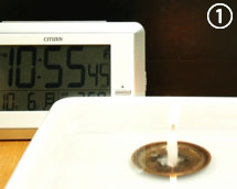 実験2:水槽にロウソクを置く