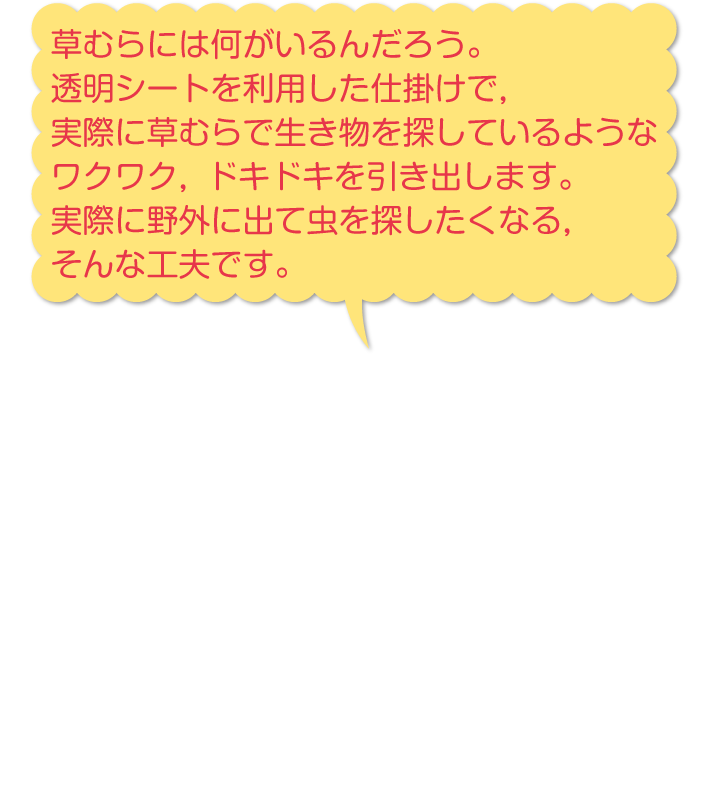 内容解説:子どもの興味を刺激する仕掛け②生き物探し
