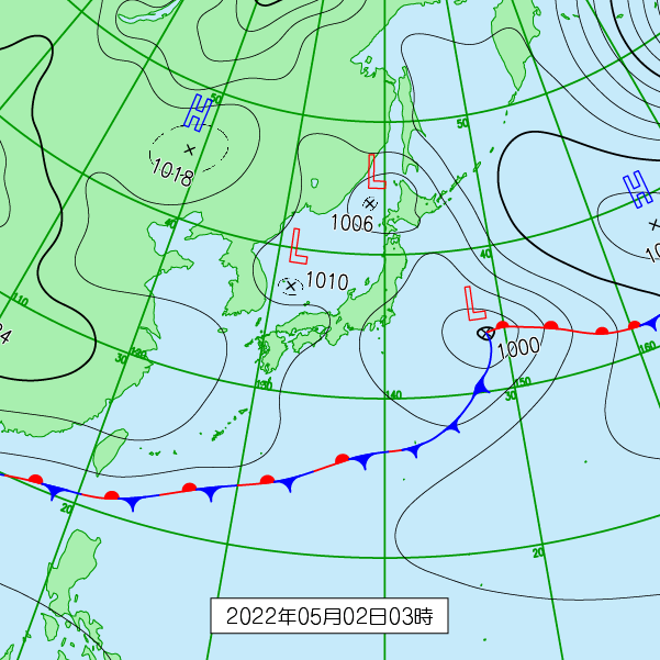 2022年5月2日3時の天気図