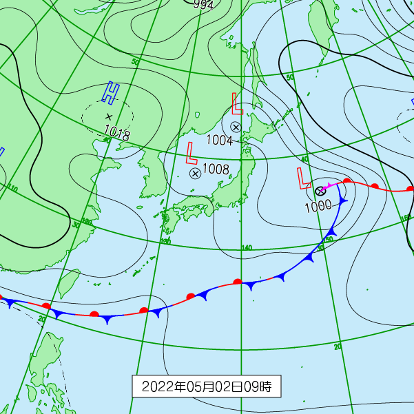 2022年5月2日9時の天気図