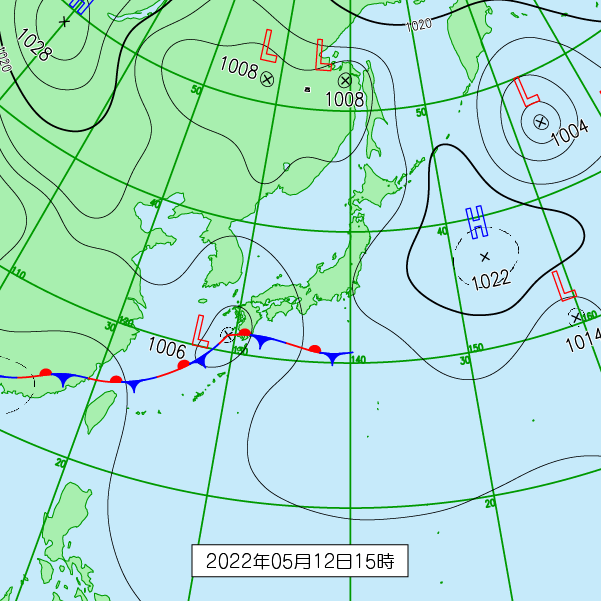 2022年5月12日15時の天気図