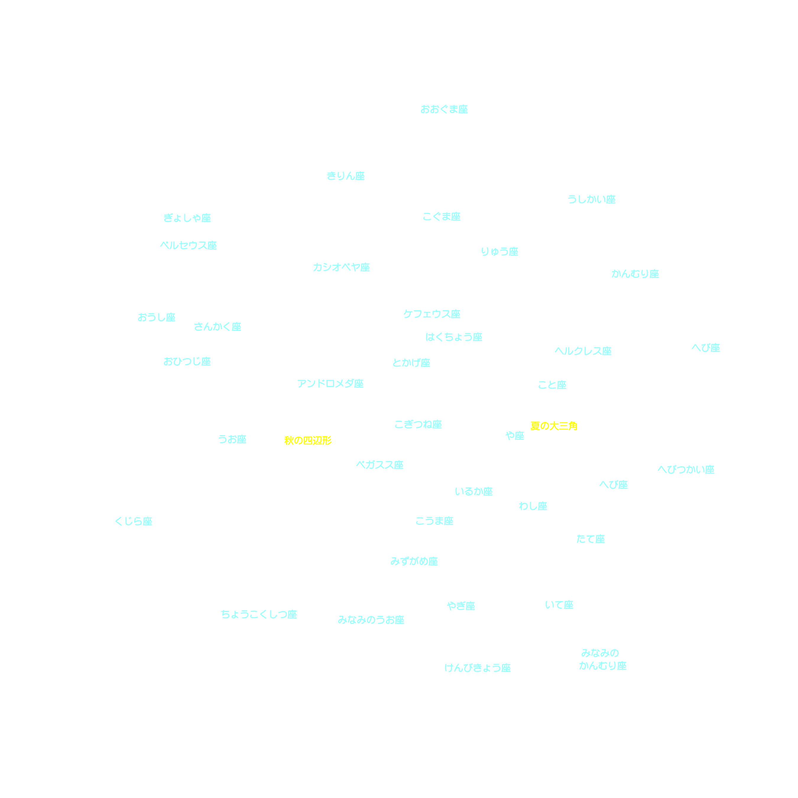 10月の天体図｜全天｜星座名