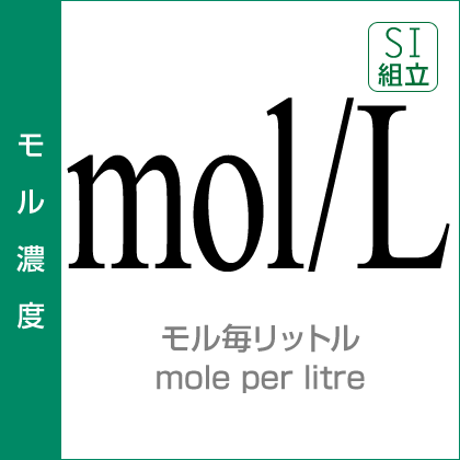 モル濃度：mol/L／モル毎リットル