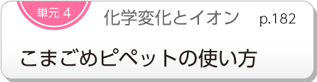 単元4　化学変化とイオン　こまごめピペットの使い方　p.182