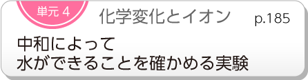 単元4　化学変化とイオン　中和によって水ができることを確かめる実験　p.185